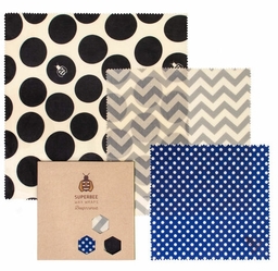 "Hipster" Beeswax Wraps, Set of 3 - SuperBee